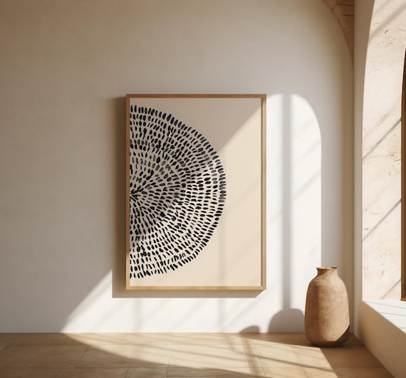 Black and Beige Circle Abstract Wall Art | Minimal Modern | Fine Art Poster