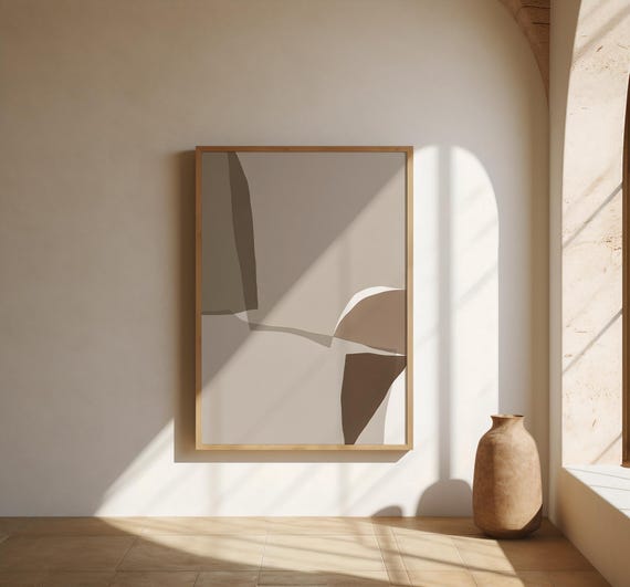 Tan and Brown Wall Art | Layered Abstract Forms – Fine Art Poster Print