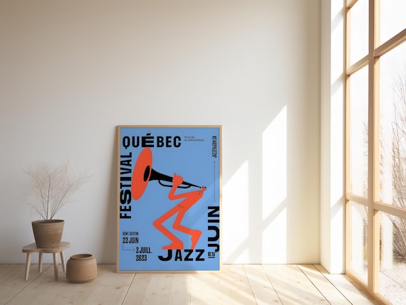 Vintage Jazz Festival Poster | Retro French Jazz Print | Mid-Century Modern Digital Download