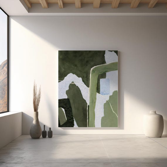 Abstract Green Wall Art: Modern Earthy Texture (Digital Download)