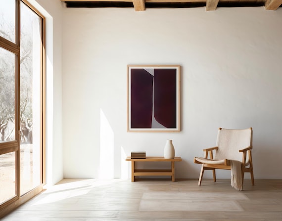 Minimal Maroon Abstract · Modern Minimal Wall Art · Digital Download