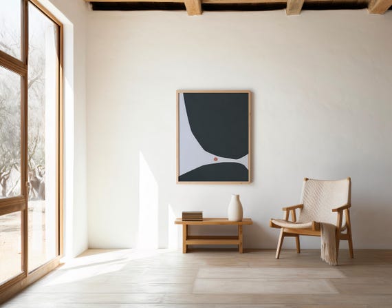 Soft Navy Abstract Wall Art | Minimalist Modern Printable | Digital Download