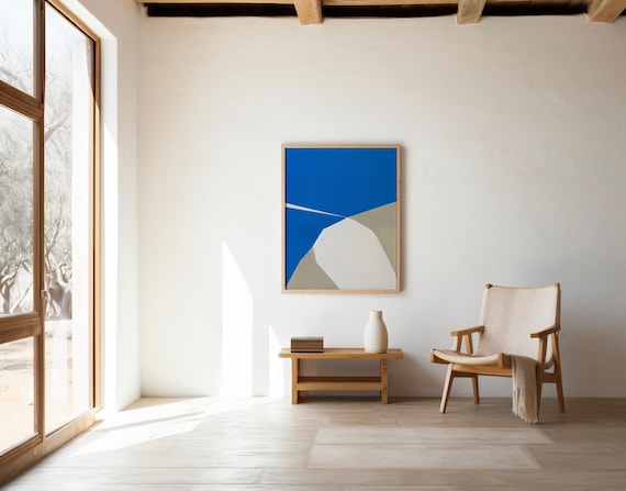 Blue & Neutral Abstract Wall Art | Digital Download