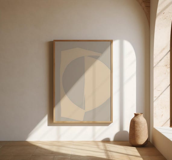 Neutral Geometric Abstract Wall Art | Minimal Modern Shape | Fine Art Poster