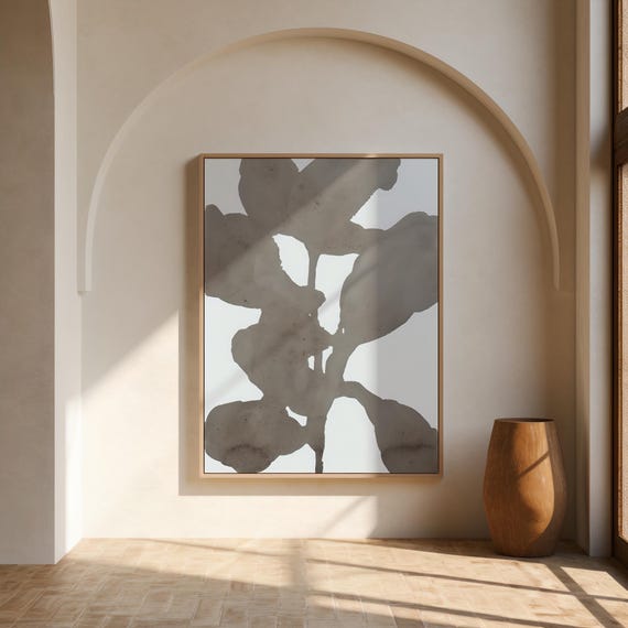 Grey Blue Abstract Floral Wall Art – Canvas or Framed Canvas