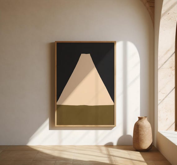 Cream and Black Wall Art | Minimalist Mountain Peak – Fine Art Poster Print