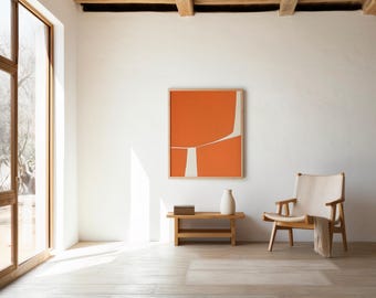 Modern Orange Abstract Print | Minimal Color Block Wall Art (Digital Download)