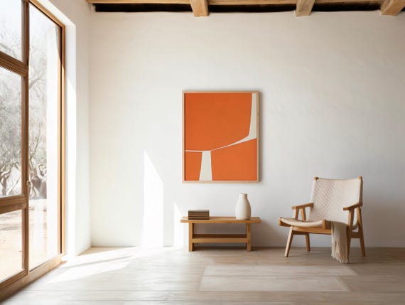 Modern Orange Abstract Print | Minimal Color Block Wall Art (Digital Download)