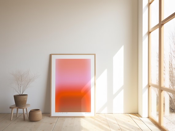 Sunset Gradient Art Print: Soft Pink & Orange - Modern Minimalist Decor