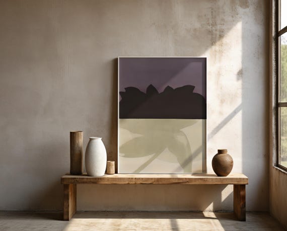 Moody Plum Botanical Wall Art | Floral Silhouette – Framed Poster | Ready to Hang