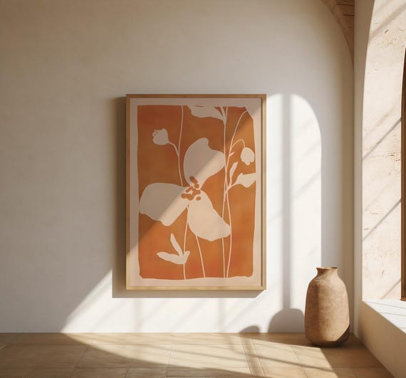 Warm Terracotta Floral Abstract Wall Art | Fine Art Poster