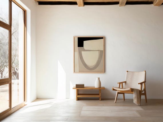 Minimalist Neutral Abstract Print | Modern Beige Wall Art | Large Digital Download