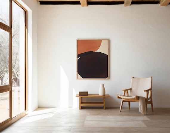 Abstract Brown Orange Wall Art | Organic Modern Shapes | Fine Art Poster (Unframed)