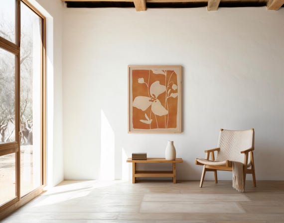 Warm Terracotta Floral Abstract Wall Art – Digital Download