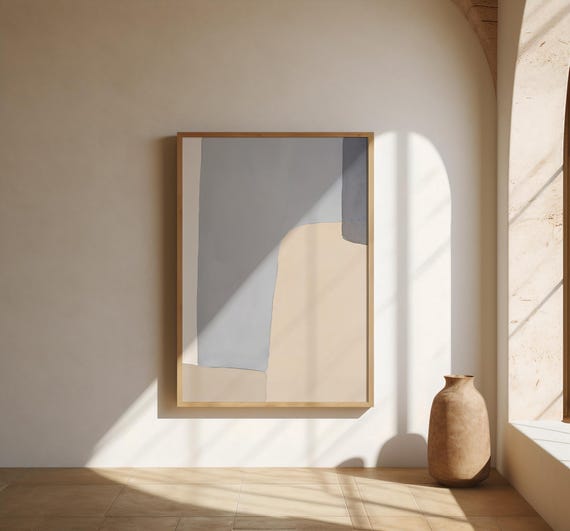 Blue Grey and Cream Abstract Wall Art | Color Block – Fine Art Poster Print