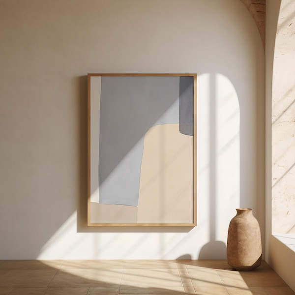Blau Grau und Creme Abstrakte Wand Kunst | Farbblock – Fine Art Poster Print