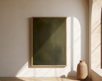 Moody Olive Abstract Wall Art – Dark Green Minimalist Fine Art Poster