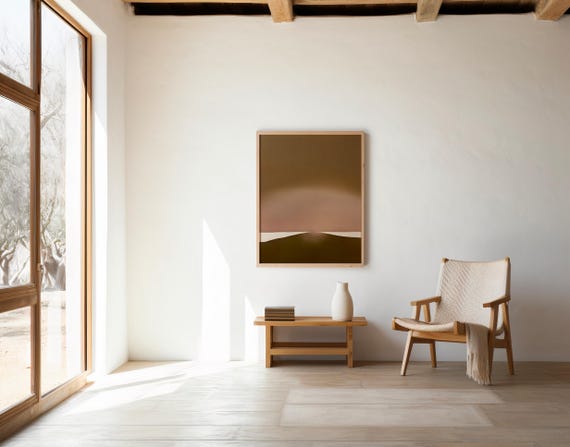 Brown Minimalist Abstract Print | Moody Desert Horizon Wall Art (Digital Download)