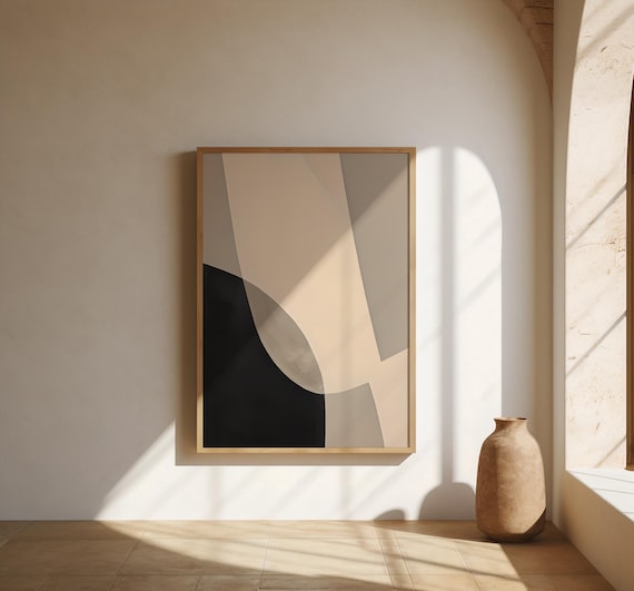 Neutral Black & Beige Abstract Wall Art | Fine Art Poster