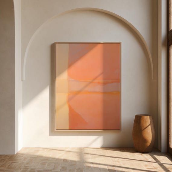 Sunset Horizon Abstract • Warm Minimalist Orange Digital Art Print (Digital Download)