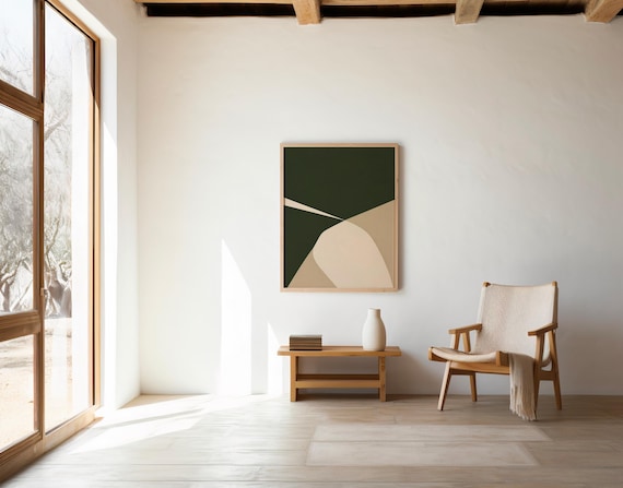 Dark Green Wall Art | Geometric Arch Abstract – Printable | Instant Download