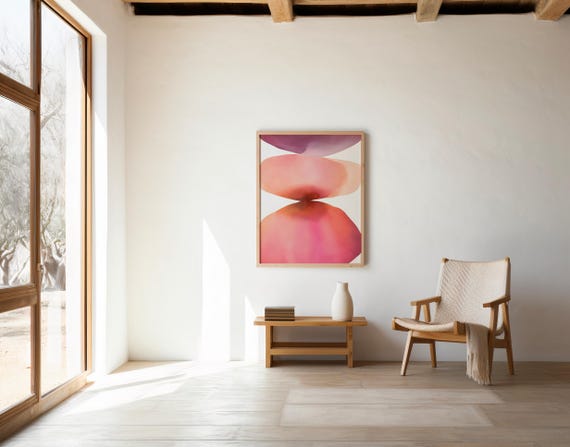 Blush and Coral Wall Art | Watercolor Stacked Forms – Printable | Instant Download