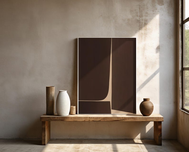 Digital Download: Modern Minimalist Brown Abstract Art Print | Neutral Wall Art | Contemporary Printable Poster image 4