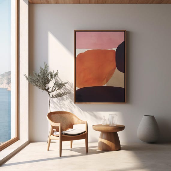 Abstract Color Block Digital Art Print | Mid Century Modern Wall Decor | Minimalist Geometric Poster