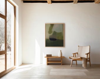 ダークグリーンの抽象的なウォールアート – デジタルダウンロード
