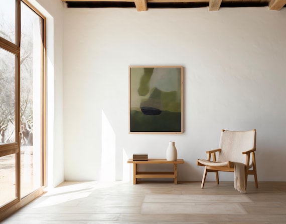 Dark Green Abstract Wall Art – Digital Download