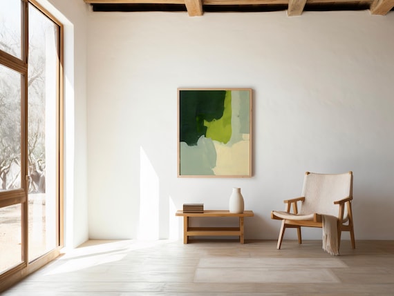 Green Abstract Framed Art Print • Modern Minimalist Decor