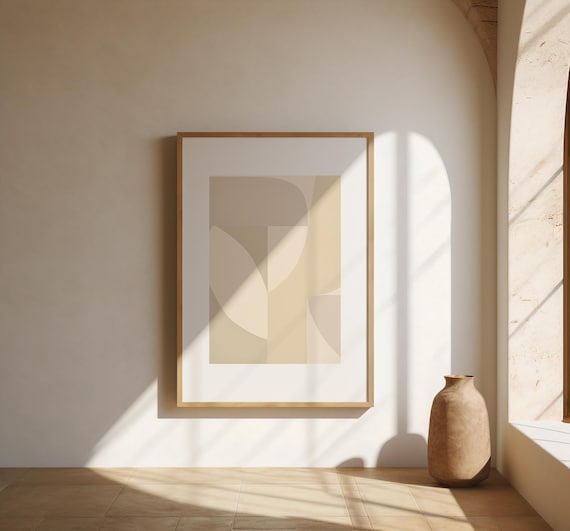 Neutral Abstract Japandi Wall Art Poster | Minimalist Beige Tones (Fine Art Print)