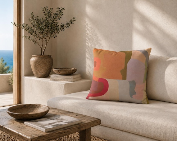 Colorful Outdoor Pillow | Bold Abstract Pattern – UV Resistant Patio Cushion
