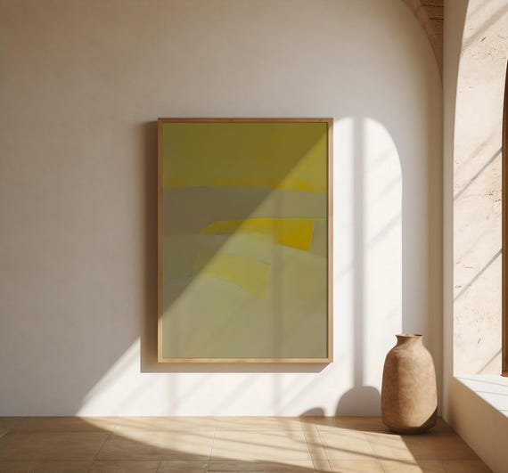 Muted Olive Yellow Abstract Wall Art | Fine Art Poster