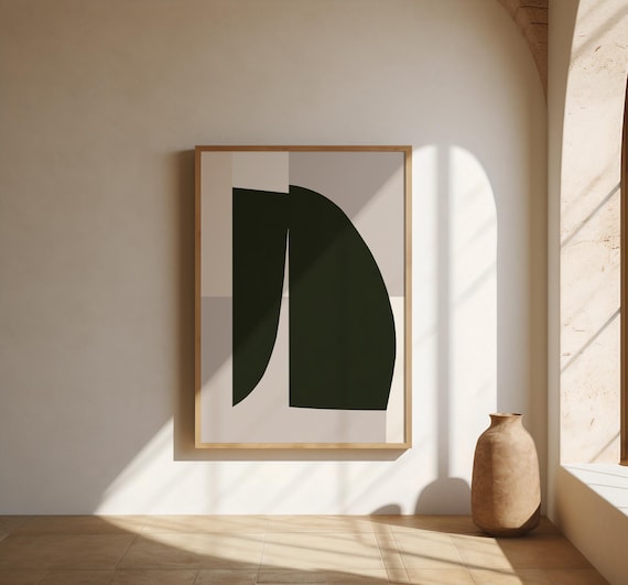 Dark Green Abstract Wall Art | Color Block Shapes – Fine Art Poster Print