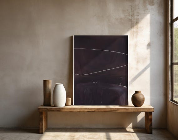 Abstract Dark Minimal Wall Art | Modern Line Composition | Fine Art Poster (Unframed)