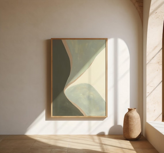 Sage Green & Cream Abstract Wall Art | Fine Art Poster