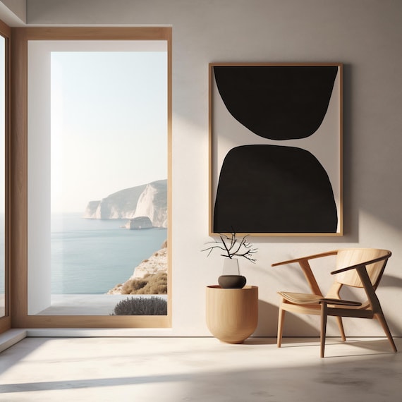 Minimalist Abstract Shapes Print | Black and White Modern Wall Art | Digital Download