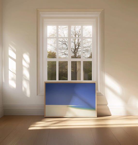 Minimal Coastal Horizon Wall Art – Framed Poster