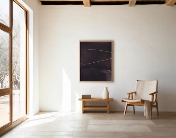 Abstract Dark Minimal Wall Art | Modern Line Composition | Digital Download