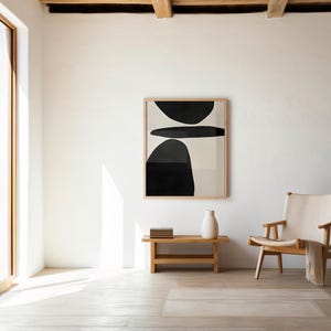 Digital Download | Black and White Abstract Art Print, Minimalist Shapes, Modern Wall Decor