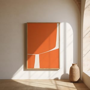 Bold Orange Wall Art | Minimalist Line Abstract – Fine Art Poster Print