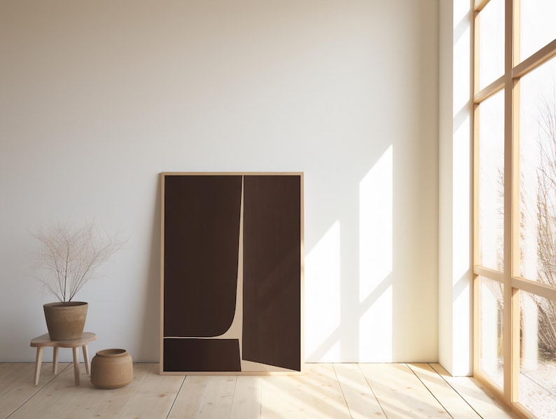 Digital Download: Modern Minimalist Brown Abstract Art Print | Neutral Wall Art | Contemporary Printable Poster image 3