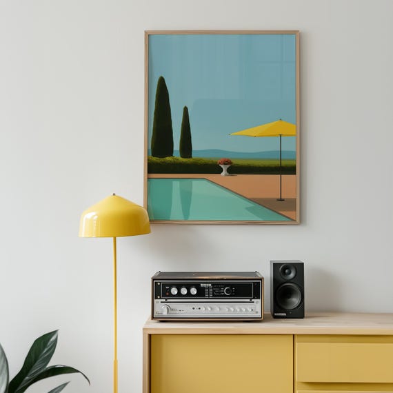 Horizon Reflections | Modernist Poolside Art | Printable Digital Download