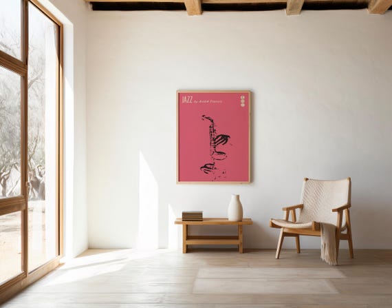 Jazz Wall Art | Retro Pink Saxophone Illustration – Printable | Instant Download