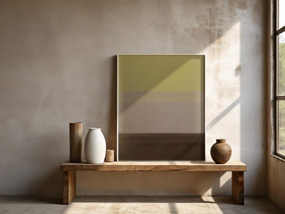 Framed Fine Art Poster: Yellow & Neutral Abstract Wall Art