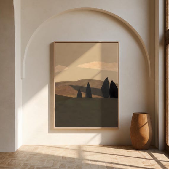 Tuscan Landscape Print | Moody Cypress Tree Wall Art – Canvas or Framed Canvas