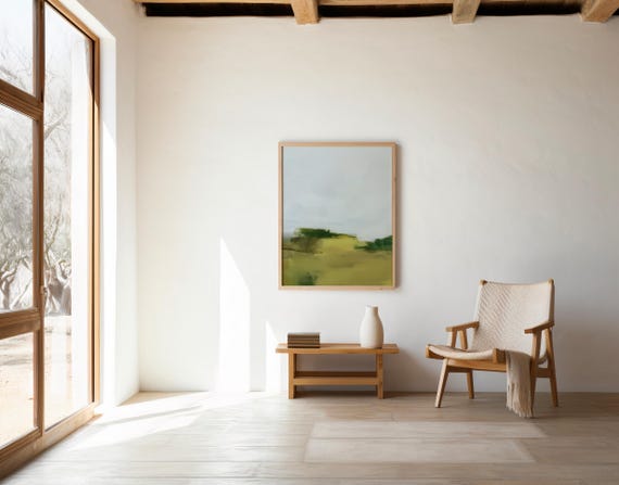 Sage Green Abstract Wall Art Printable – Minimalist Landscape Art – Digital Download