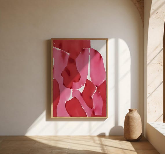 Red and Pink Abstract Wall Art | Bold Organic Shapes – Fine Art Poster Print