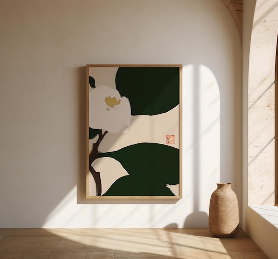 Abstract Green Botanical Wall Art | Organic Modern Floral | Digital Download